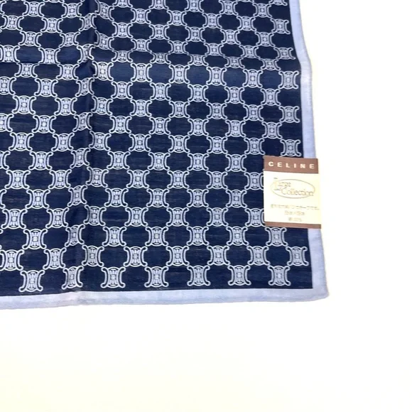 Celine Blue Monogram Cotton Scarf - Picture 4 of 4